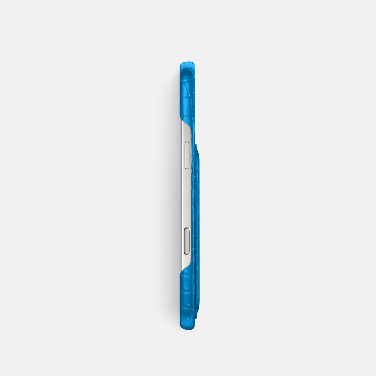 Slim Card Case For iPhone 18 Pro In Porosus Crocodile -3 | Blue-Lagoon