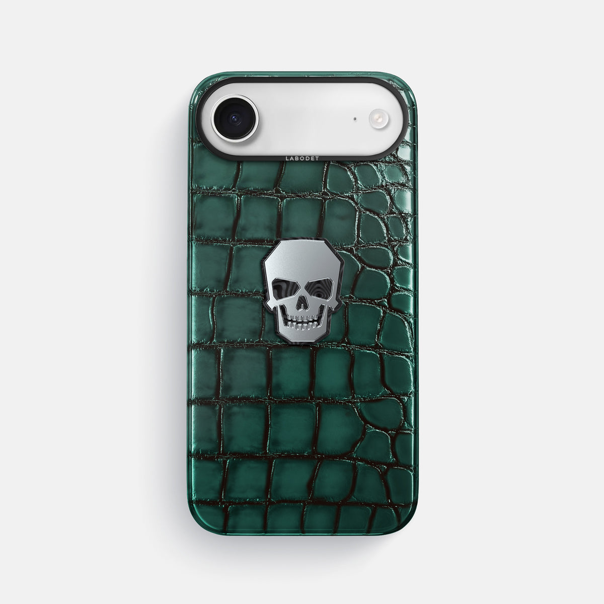 Classic Case With Titanium Skull For iPhone 17 Air In Patina Alligator -1 | Green-Black