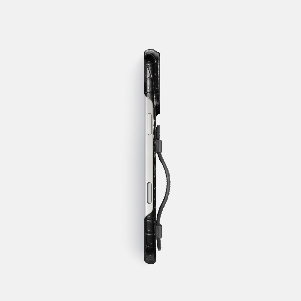 Handle Case For iPhone 18 Pro In Porosus Crocodile -3 | Shiny-Black-Black