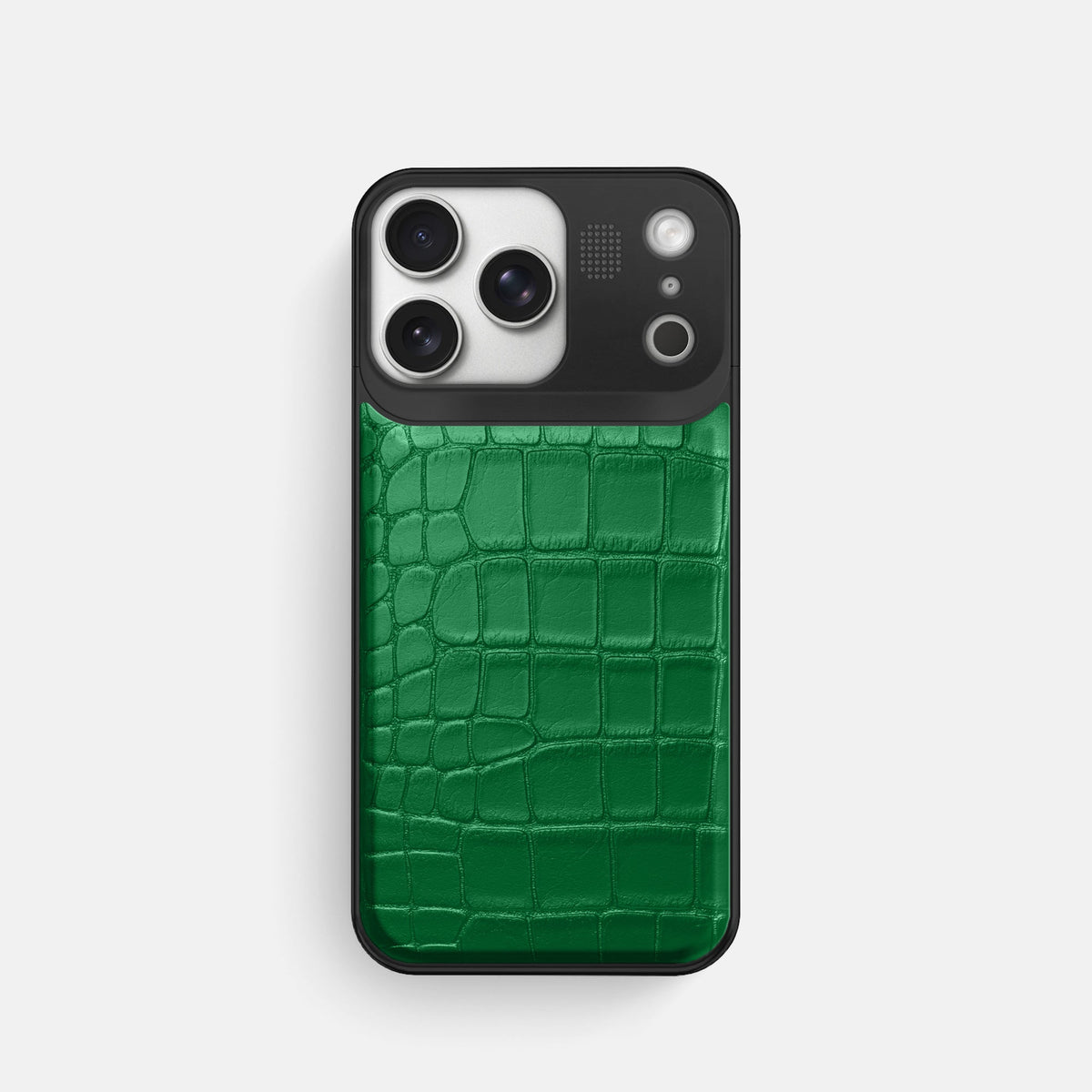 Metal Case For iPhone 18 Pro In Alligator -1 | Forest-Green-Black