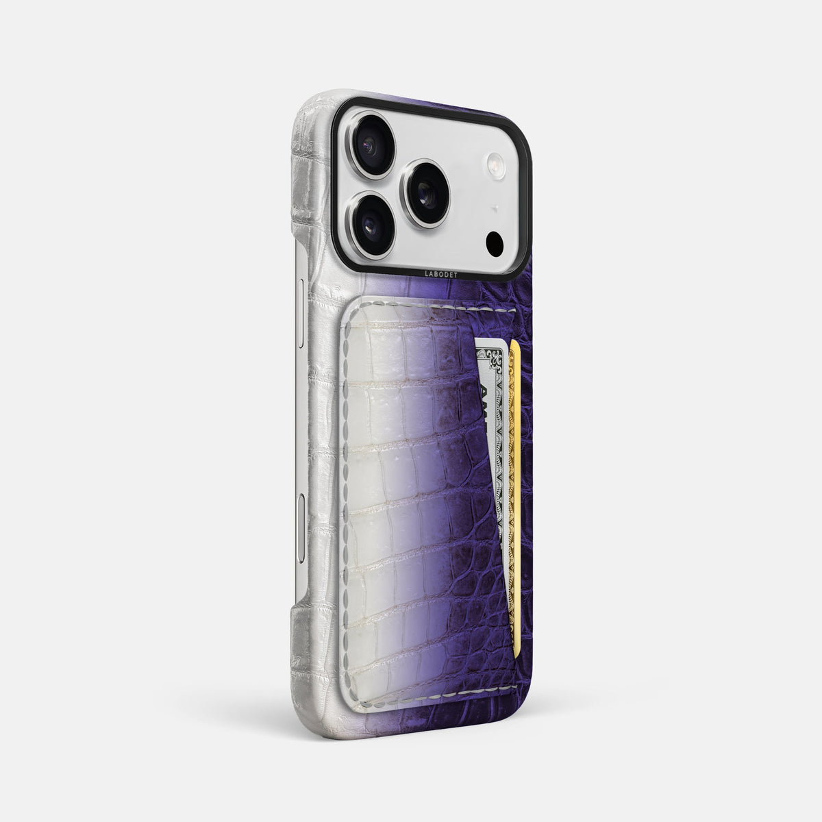 Double Card Case For iPhone 18 Pro Max In Himalayan Crocodile -2 | Purple-Black