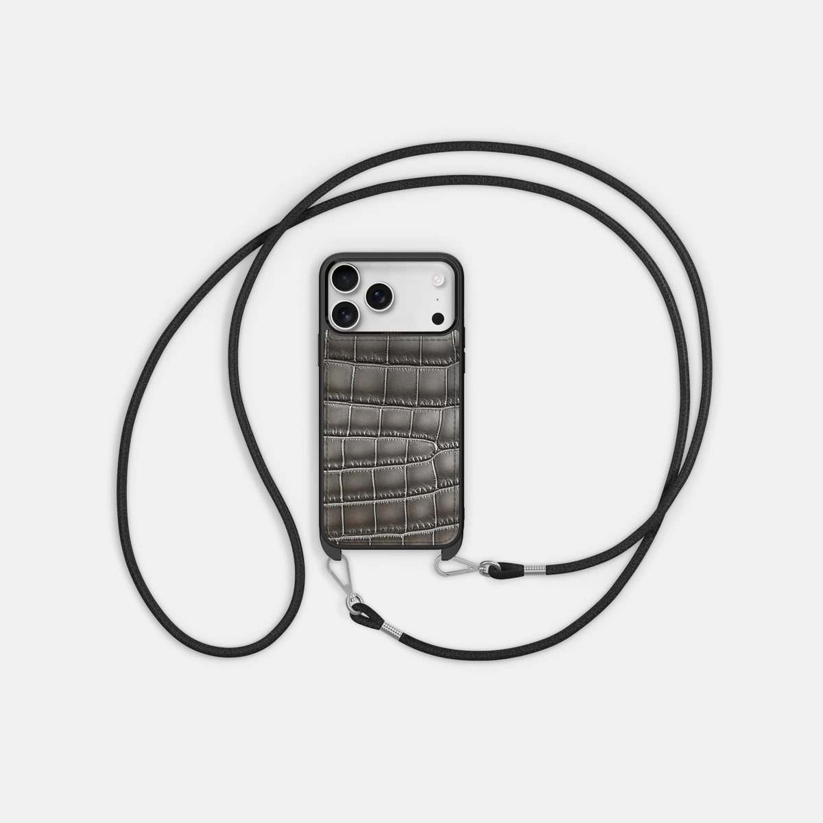 Crossbody Sport Case For iPhone 17 Pro In Patina Alligator -5 | Grey