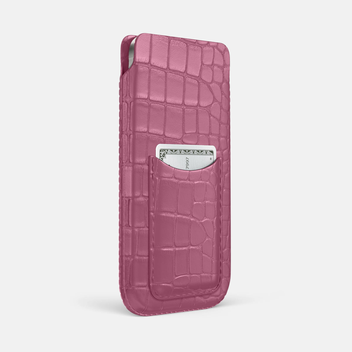 Pouch Card Case For iPhone 18 Pro In Alligator -2 | Pink-Lagoon