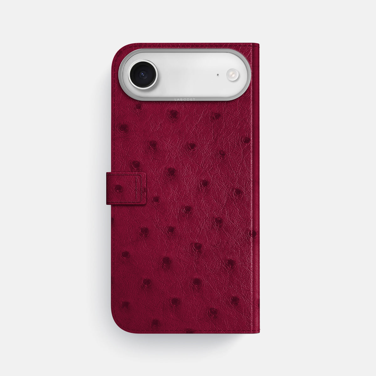Folio Case with Clasp For iPhone 17 Air In Ostrich -3 | Bordeaux-Steel