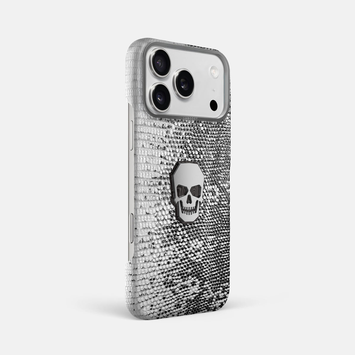 Classic Case With Titanium Skull For iPhone 18 Pro Max In Himalayan Lizard -2 | Dark-Steel