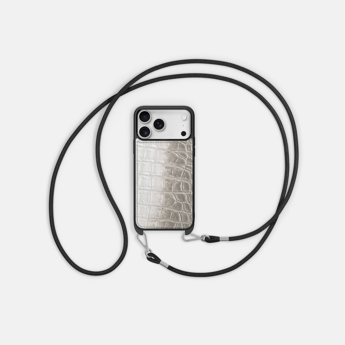 Crossbody Sport Case For iPhone 18 Pro In Himalayan Crocodile -5 | Grey