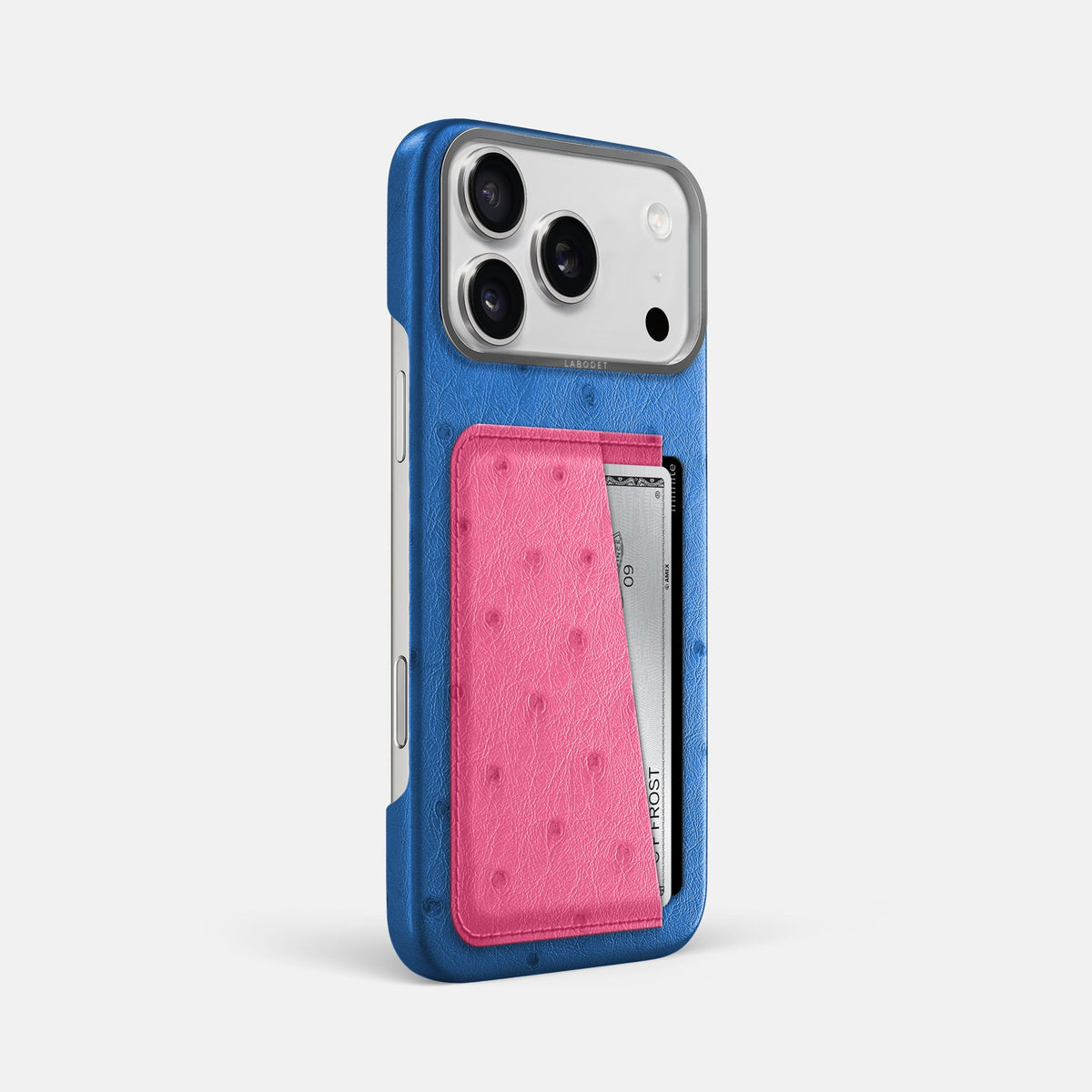 Double Card Case Coloré For iPhone 18 Pro Max In Ostrich -2 | Royal-Blue-Steel