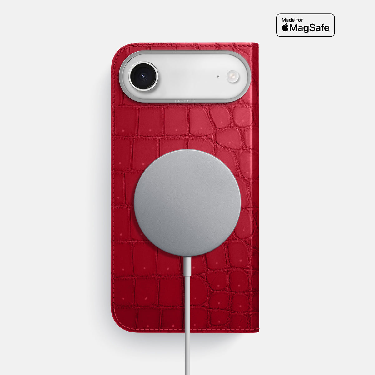 Folio Case For iPhone 17 Air In Porosus Crocodile -3 | Burgundy-Steel