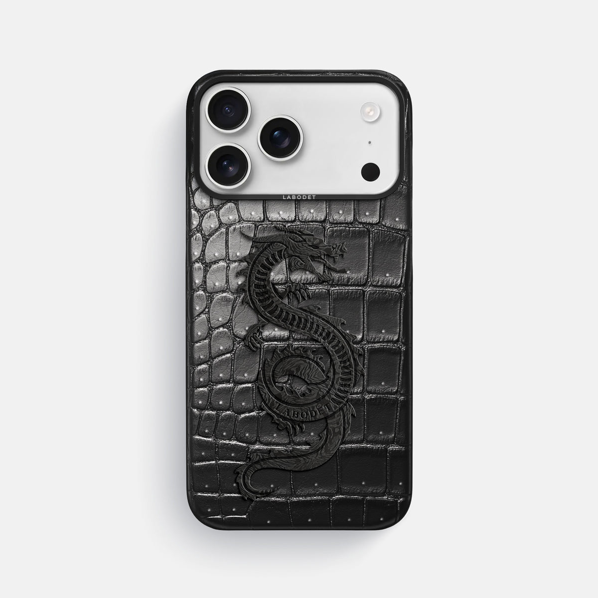 Classic Case With Carbon Dragon For iPhone 17 Pro Max In Porosus Crocodile -1 | Shiny-Black-Black