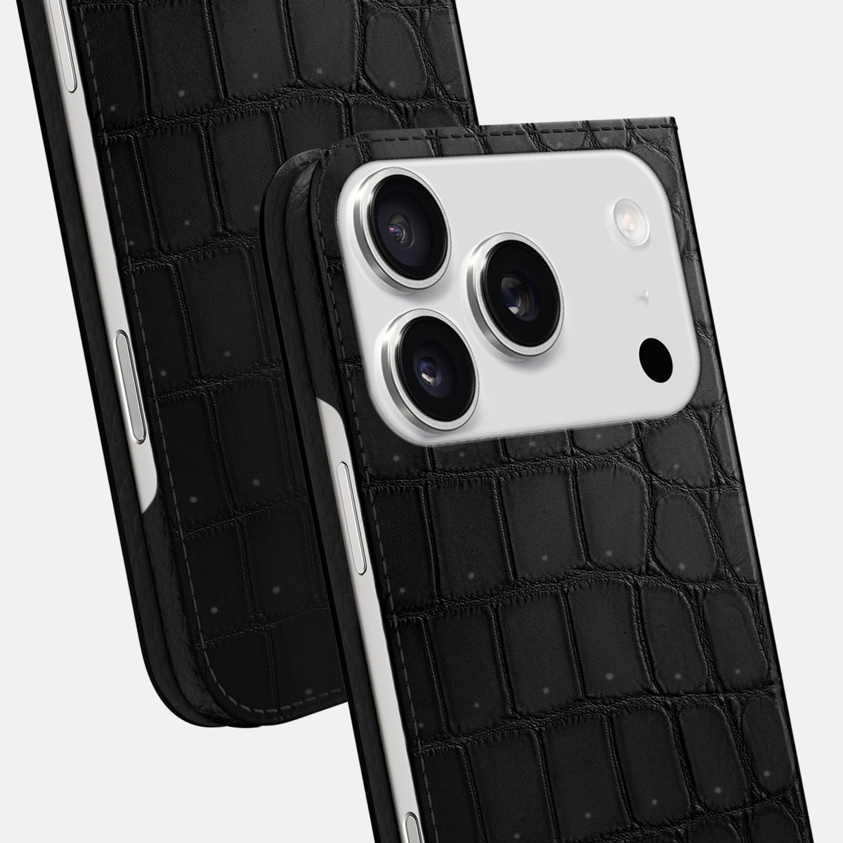 Folio Slim Case For iPhone 18 Pro Max In Porosus Crocodile -5 | Black