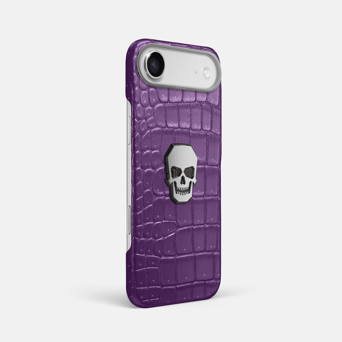 Classic Case With Titanium Skull For iPhone 17 Air In Porosus Crocodile -2 | Purple-Steel