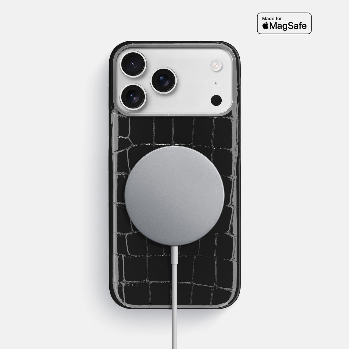 Classic Case For iPhone 17 Pro Max In Shiny Alligator -5 | Black-Steel