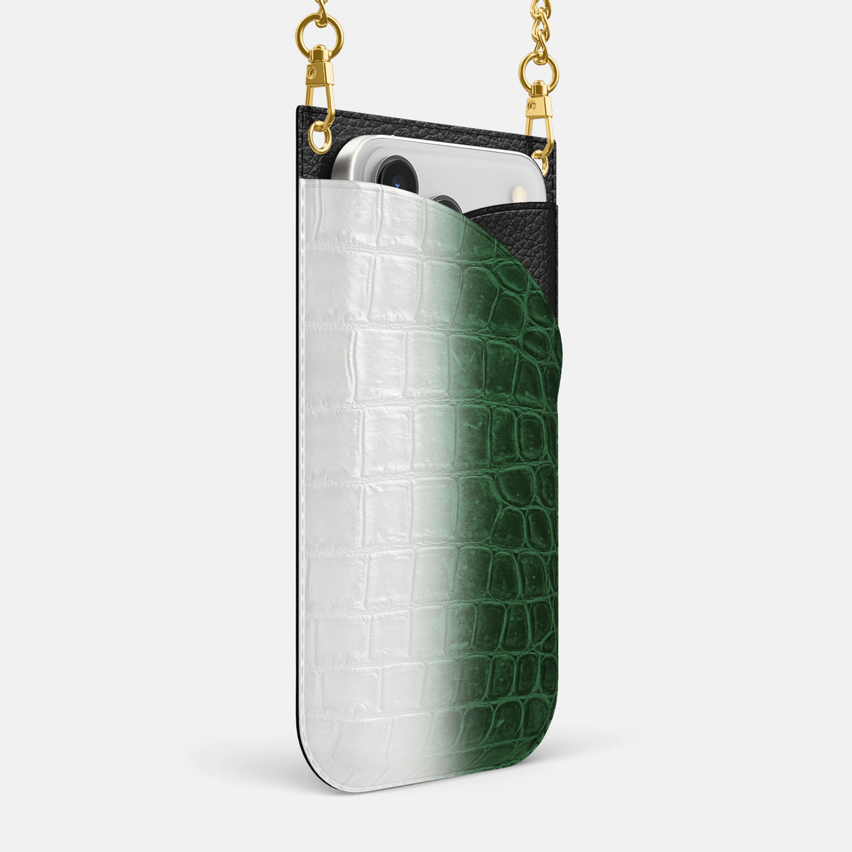 Crossbody Bag For iPhone 17 Pro Max In Himalayan Crocodile -2 | Green-Gold