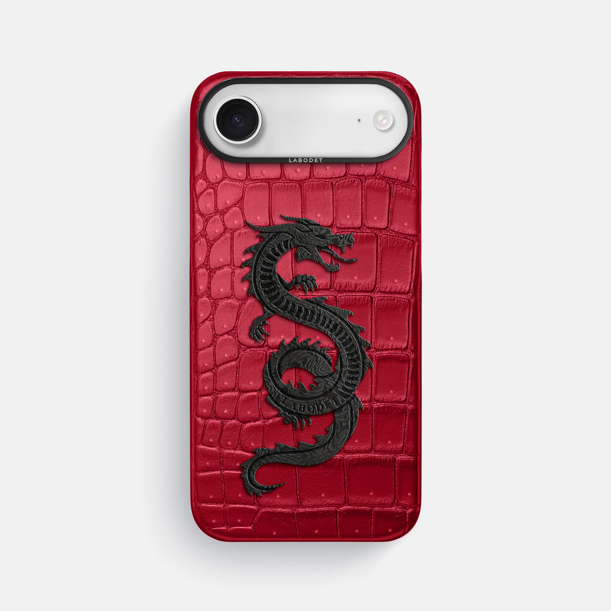 Classic Case With Carbon Dragon For iPhone 17 Air In Porosus Crocodile -1 | Burgundy-Black