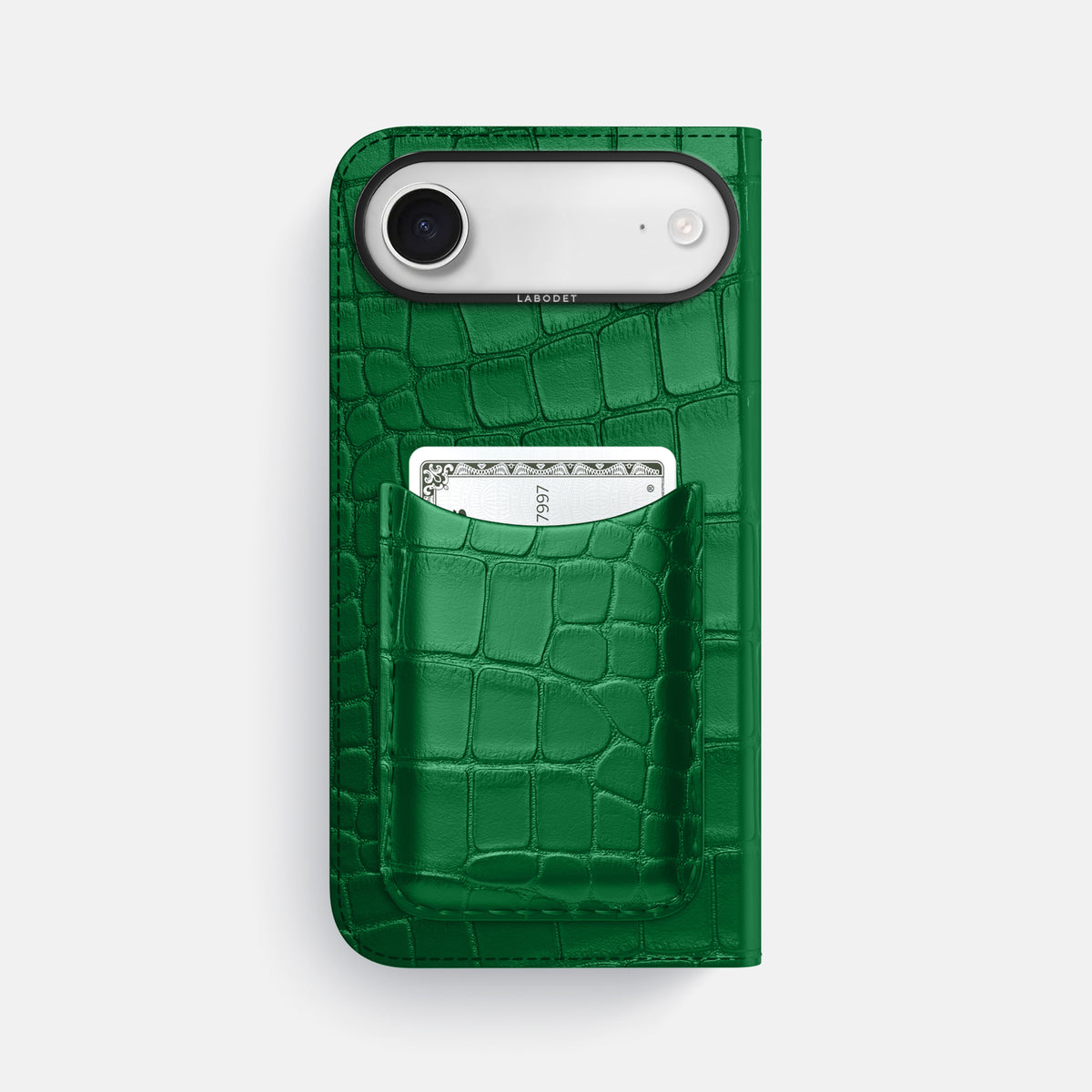 Folio Case with Card For iPhone 17 Air In Alligator -3 | Forest-Green-Black