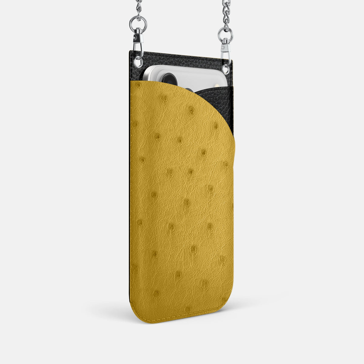 Crossbody Bag For iPhone 18 Pro In Ostrich -2 | Gold-Steel