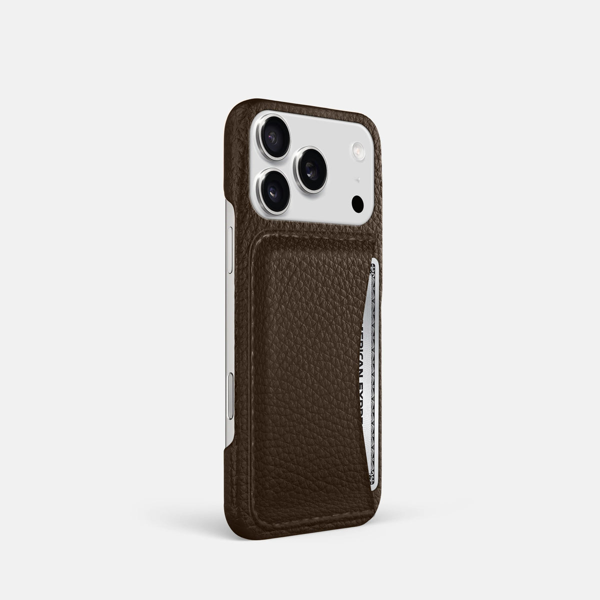 Slim Card Case For iPhone 18 Pro In Calf -2 | Dark-Brown
