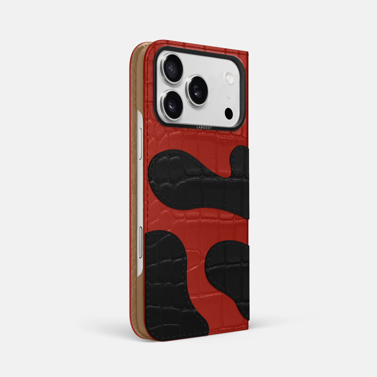 Camouflage Folio For iPhone 18 Pro Max In Alligator -1 | Red-Black