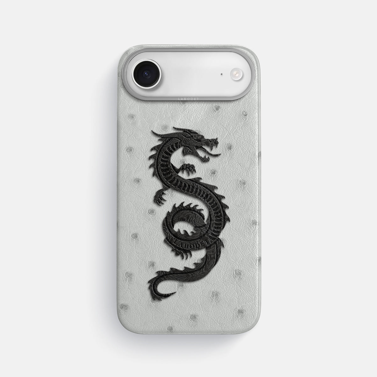 Classic Case With Carbon Dragon For iPhone 17 Air In Ostrich -1 | White-Steel