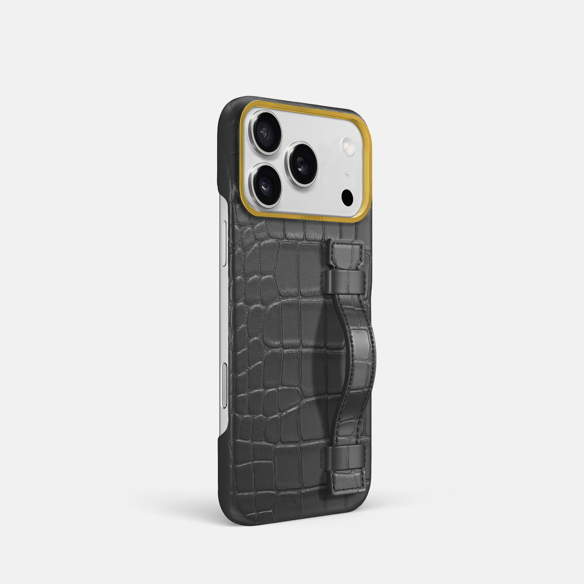 Handle Case For iPhone 18 Pro In Alligator -2 | Grey-Gold