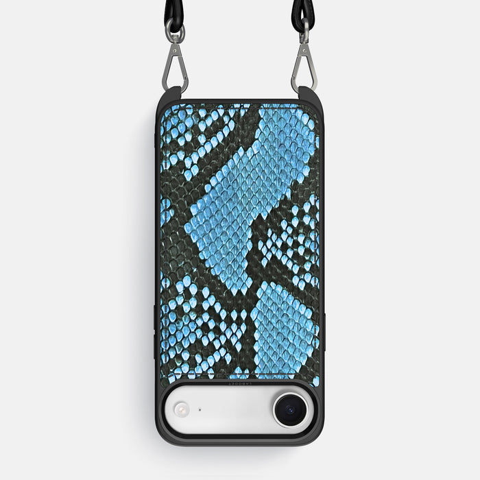 Crossbody Sport Case For iPhone 17 Air In Deluxe Python -1 | Pacific-Blue