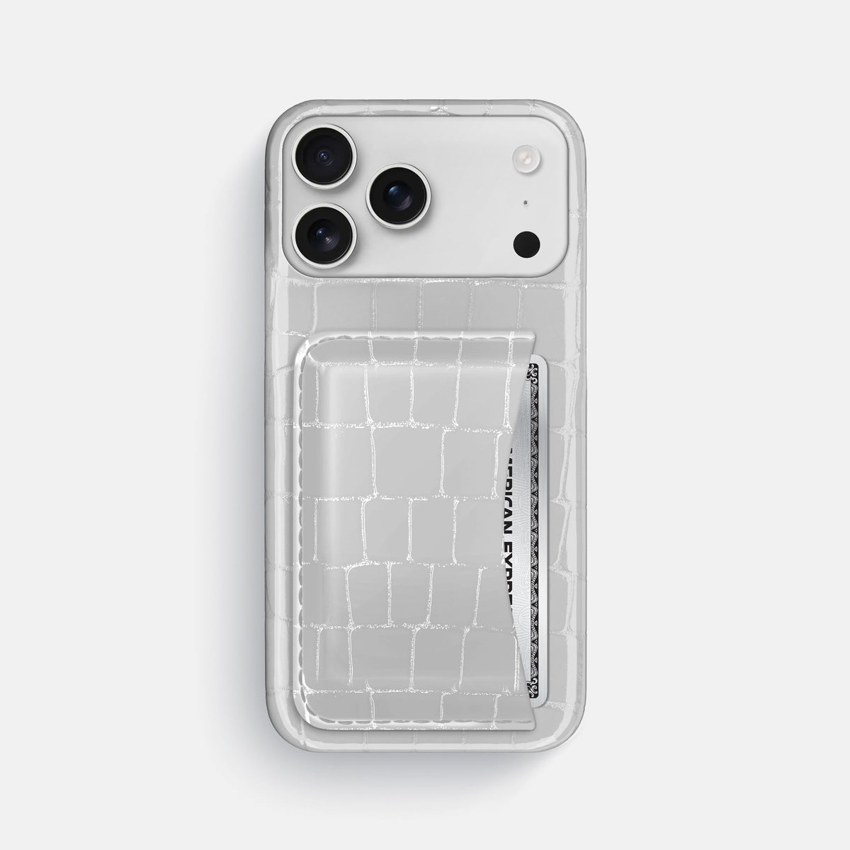 Slim Card Case For iPhone 18 Pro Max In Shiny Alligator -1 | White