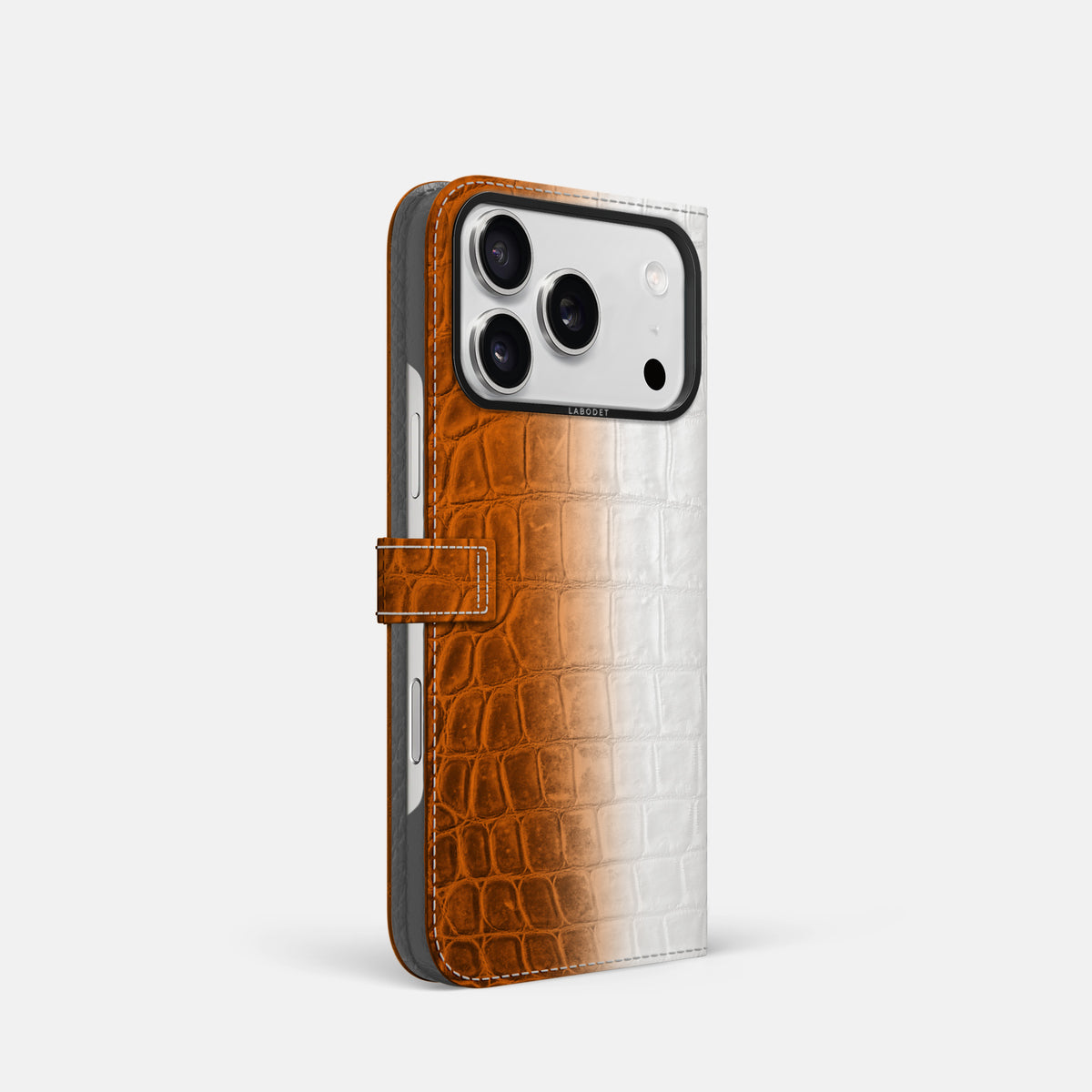 Folio Case with Clasp For iPhone 17 Pro In Himalayan Crocodile -1 | Orange-Black