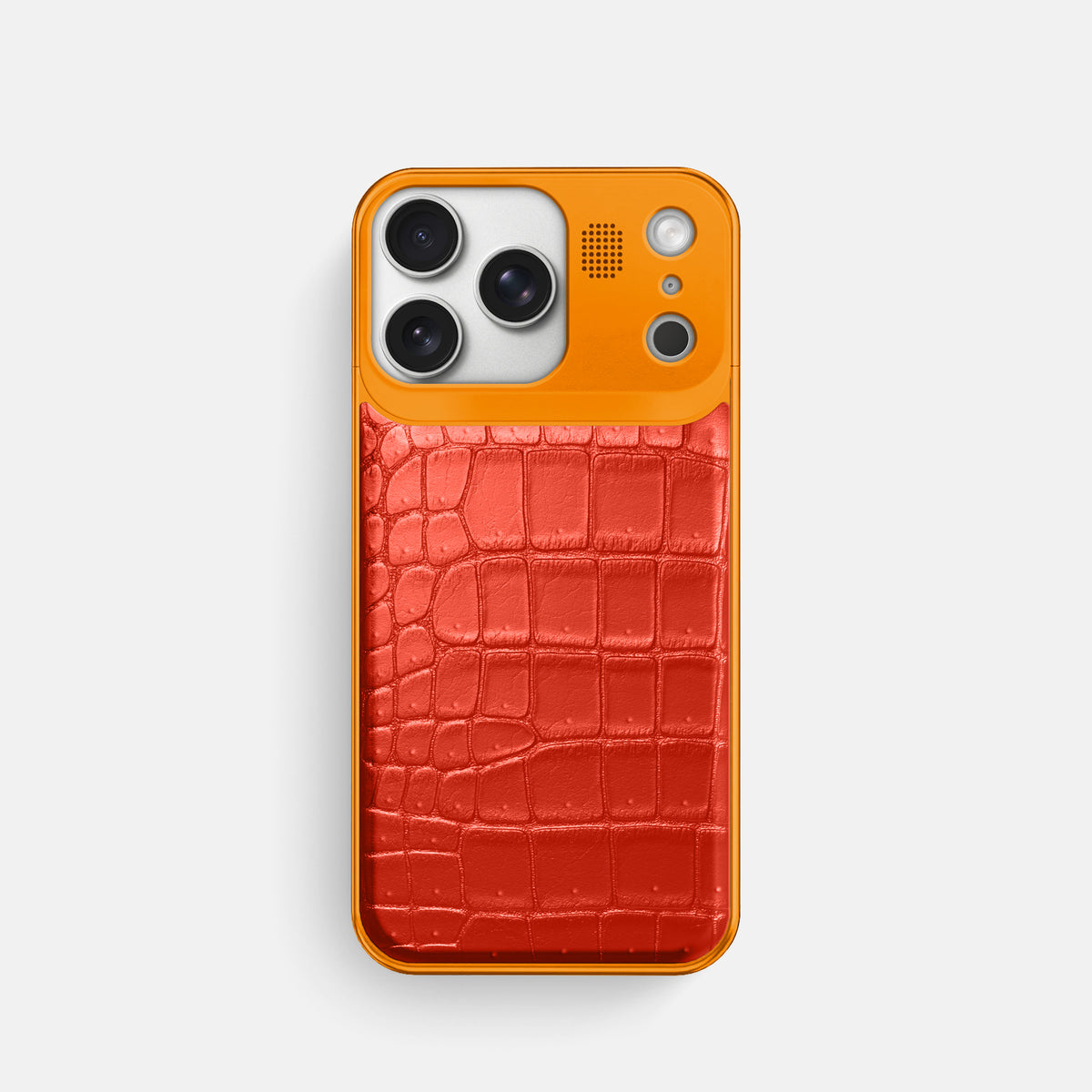 Metal Case For iPhone 17 Pro In Porosus Crocodile -1 | Rust-Orange