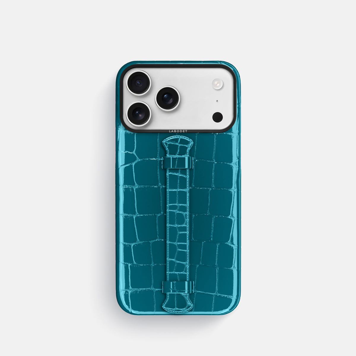 Center Handle For iPhone 17 Pro In Shiny Alligator -1 | Curacao-Black