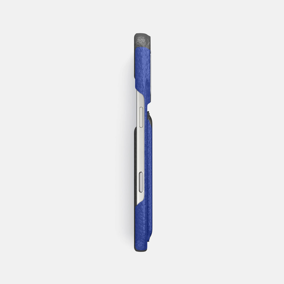 Double Card Case For iPhone 18 Pro In Calf -3 | Royal-Blue-Steel