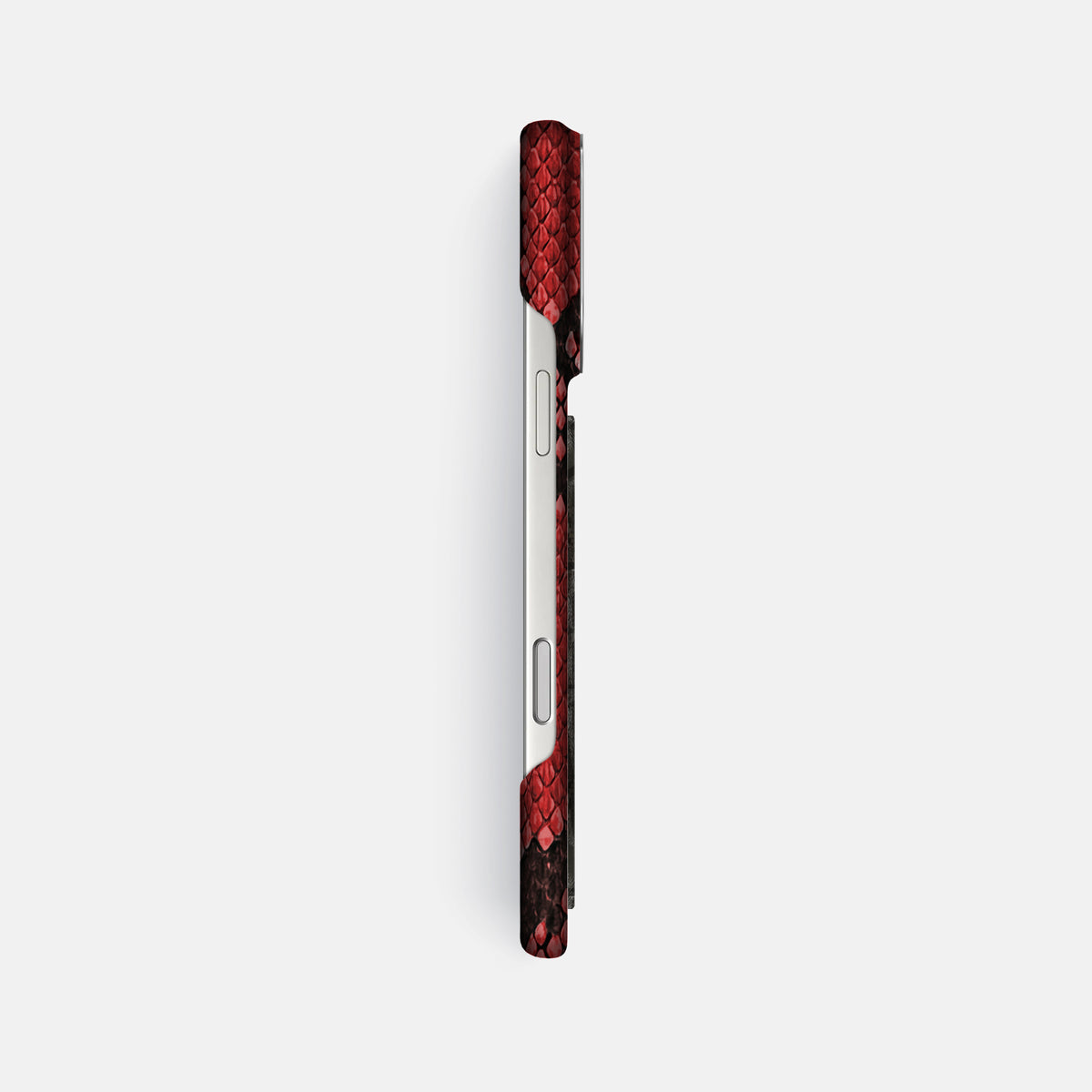Classic Case With Carbon Dragon For iPhone 17 Pro Max In Deluxe Python -3 | Red-Steel