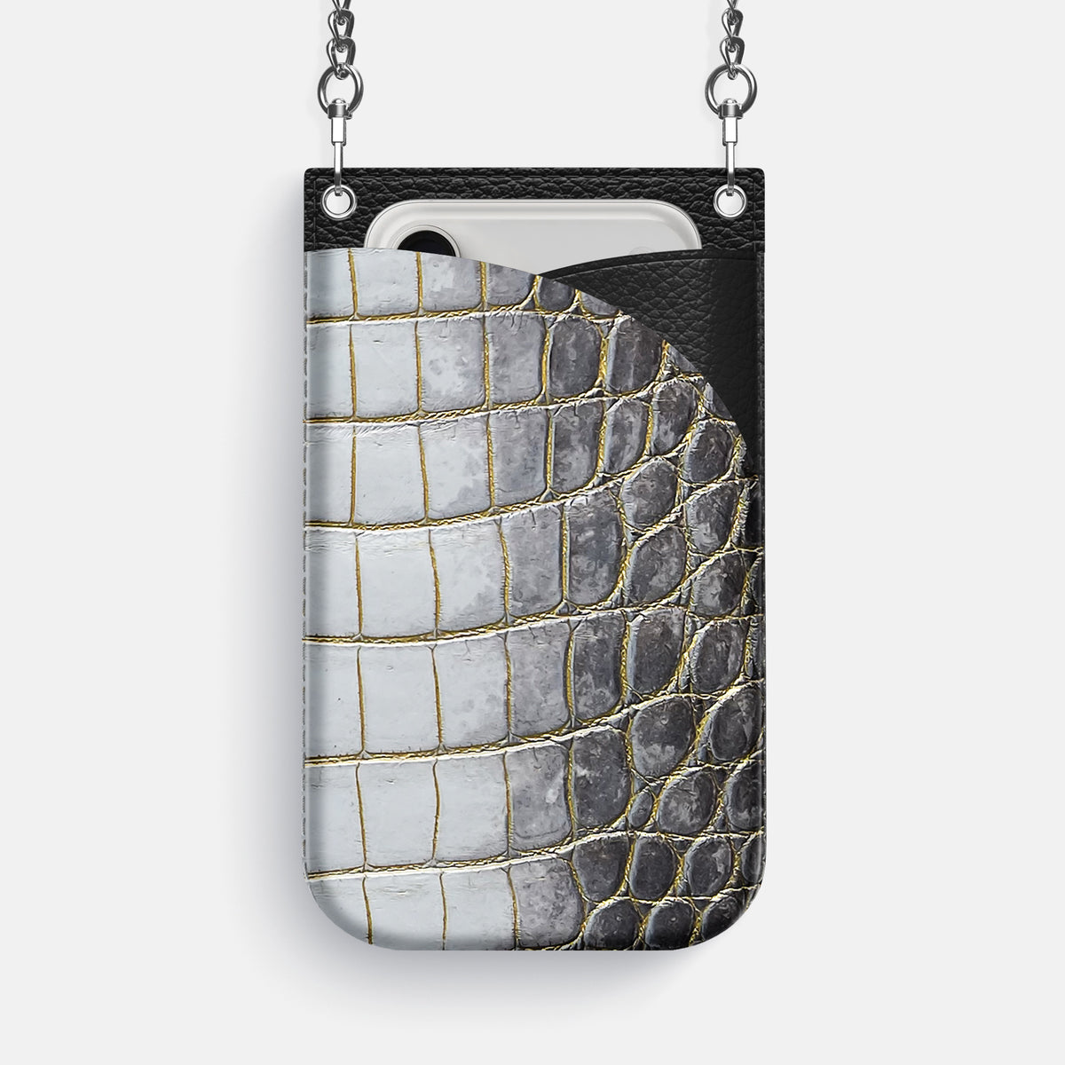 Crossbody Bag For iPhone 17 Pro Max In Himalayan Crocodile -1 | Gold-Steel