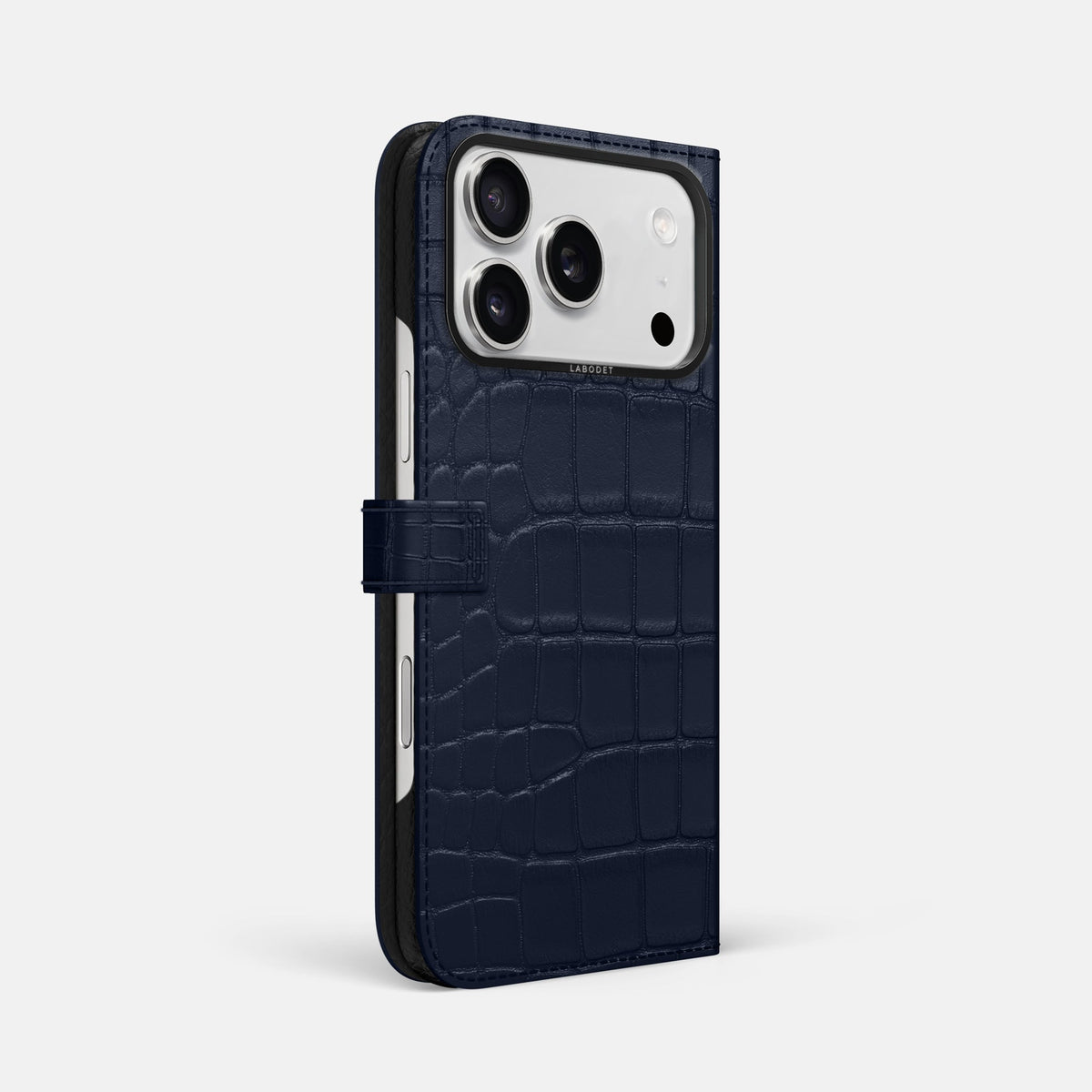 Folio Case with Clasp For iPhone 18 Pro Max In Alligator -1 | Navy-Blue-Black
