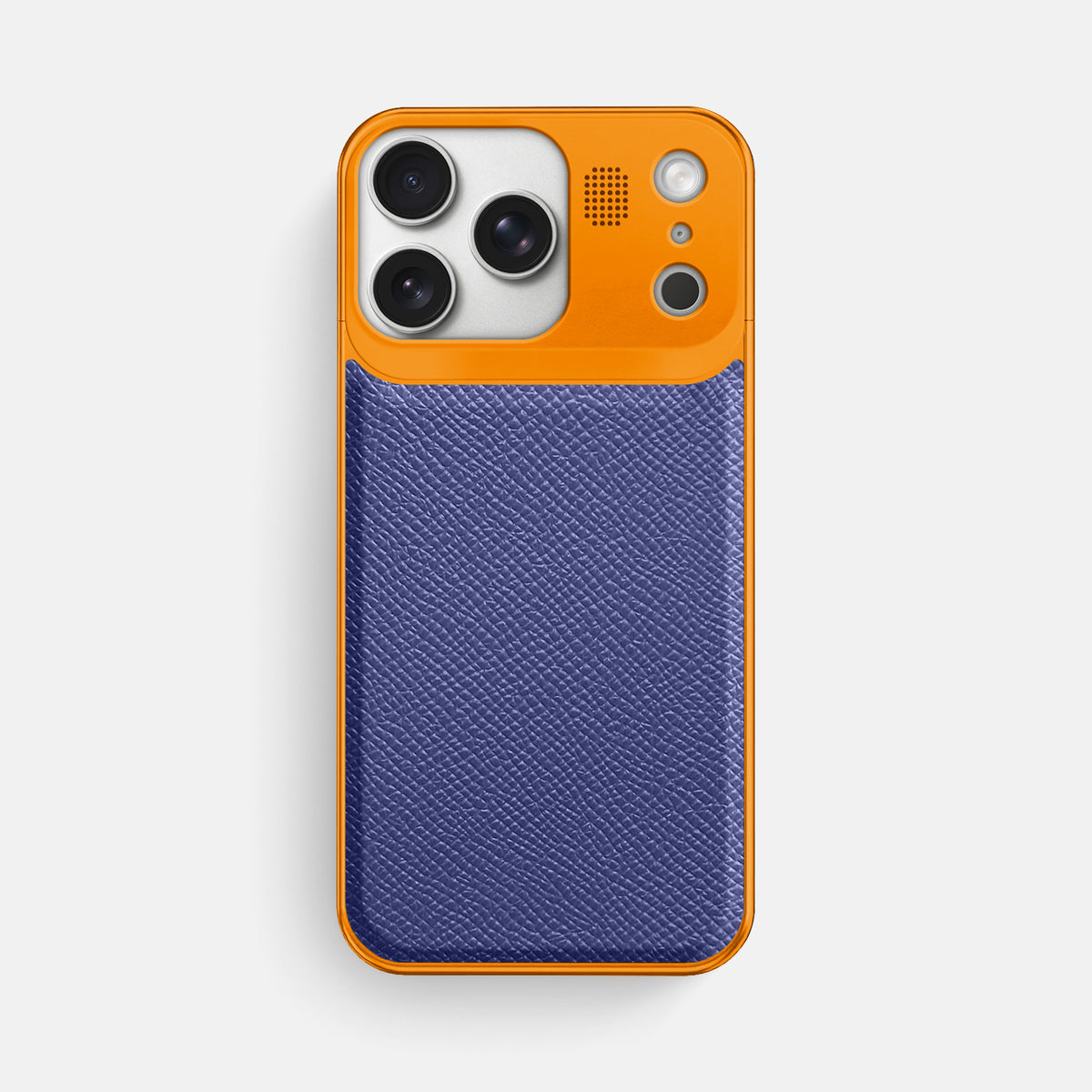 Metal Case For iPhone 17 Pro Max In Epsom-Style Calf -1 | Purple-Orange