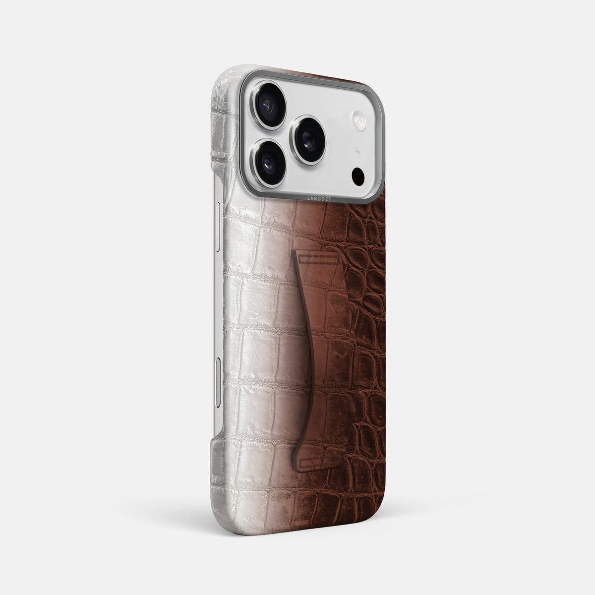 Finger Case For iPhone 17 Pro Max In Himalayan Crocodile -2 | Dark-Brown-Steel