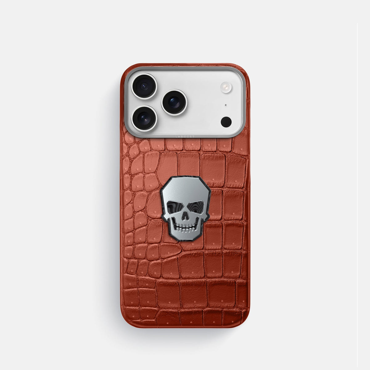 Classic Case With Titanium Skull For iPhone 18 Pro In Porosus Crocodile -1 | Nuts-Steel