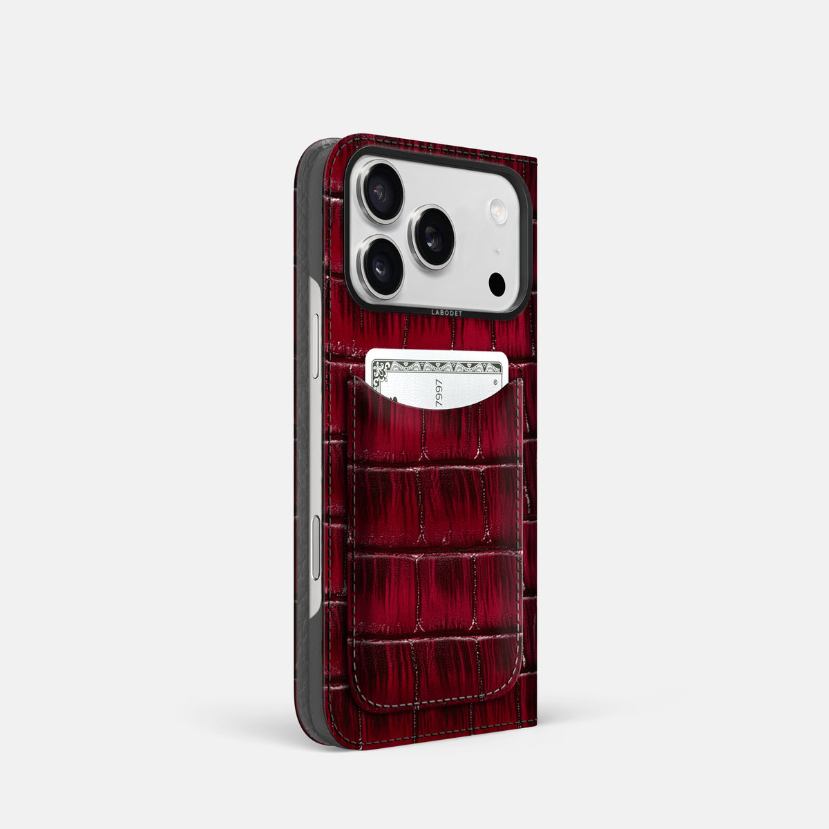Folio Case with Card For iPhone 17 Pro In Patina Alligator -1 | Havana-Burgundy-Black