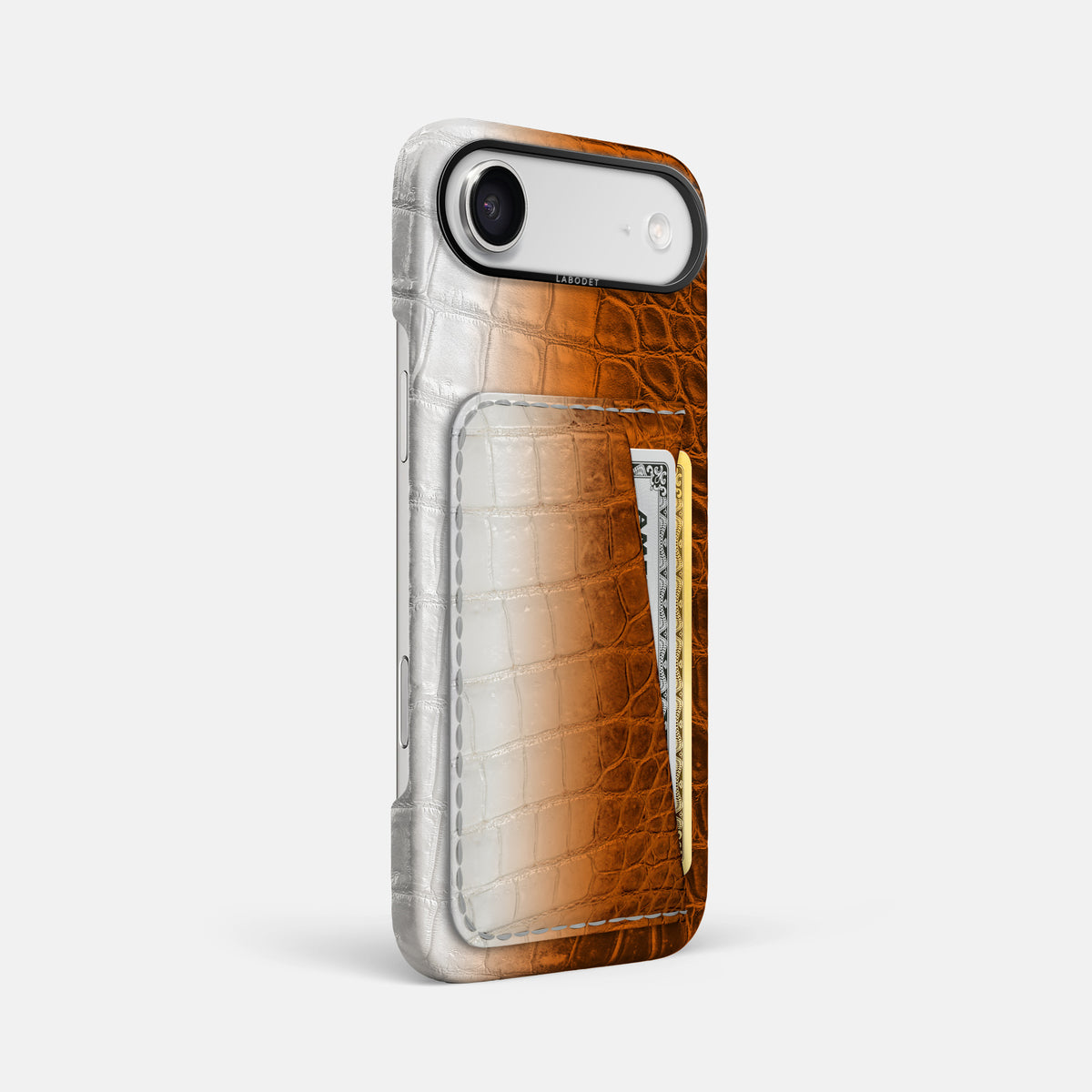 Double Card Case For iPhone 17 Air In Himalayan Crocodile -2 | Orange-Black