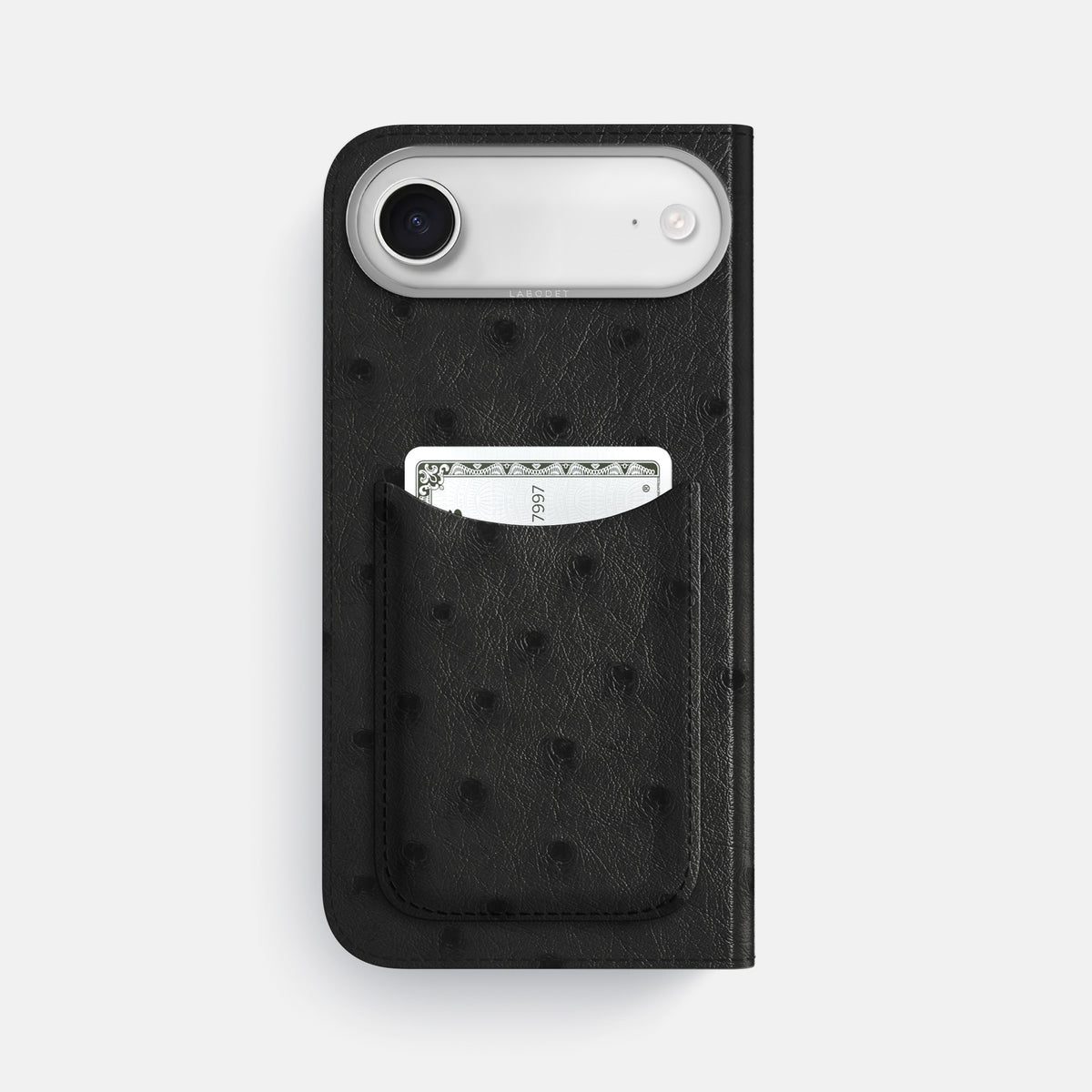 Folio Case with Card For iPhone 17 Air In Ostrich -3 | Black-Steel
