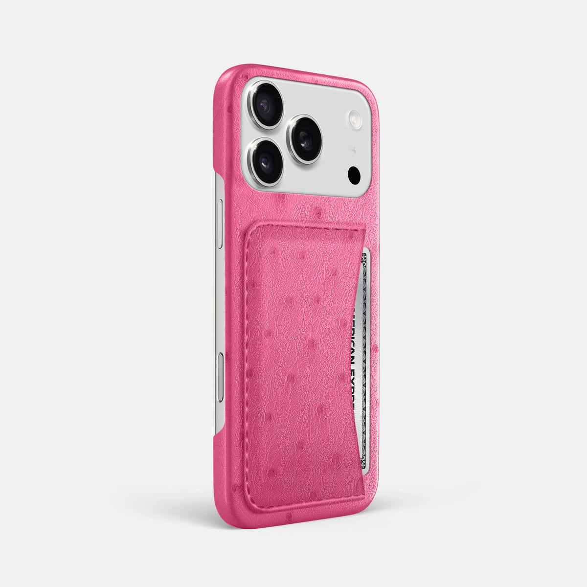 Slim Card Case For iPhone 17 Pro Max In Ostrich -2 | Pink