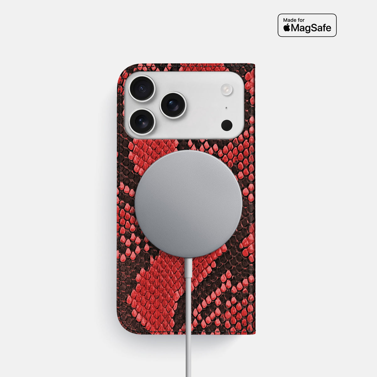 Folio Slim Case For iPhone 18 Pro In Deluxe Python -3 | Red