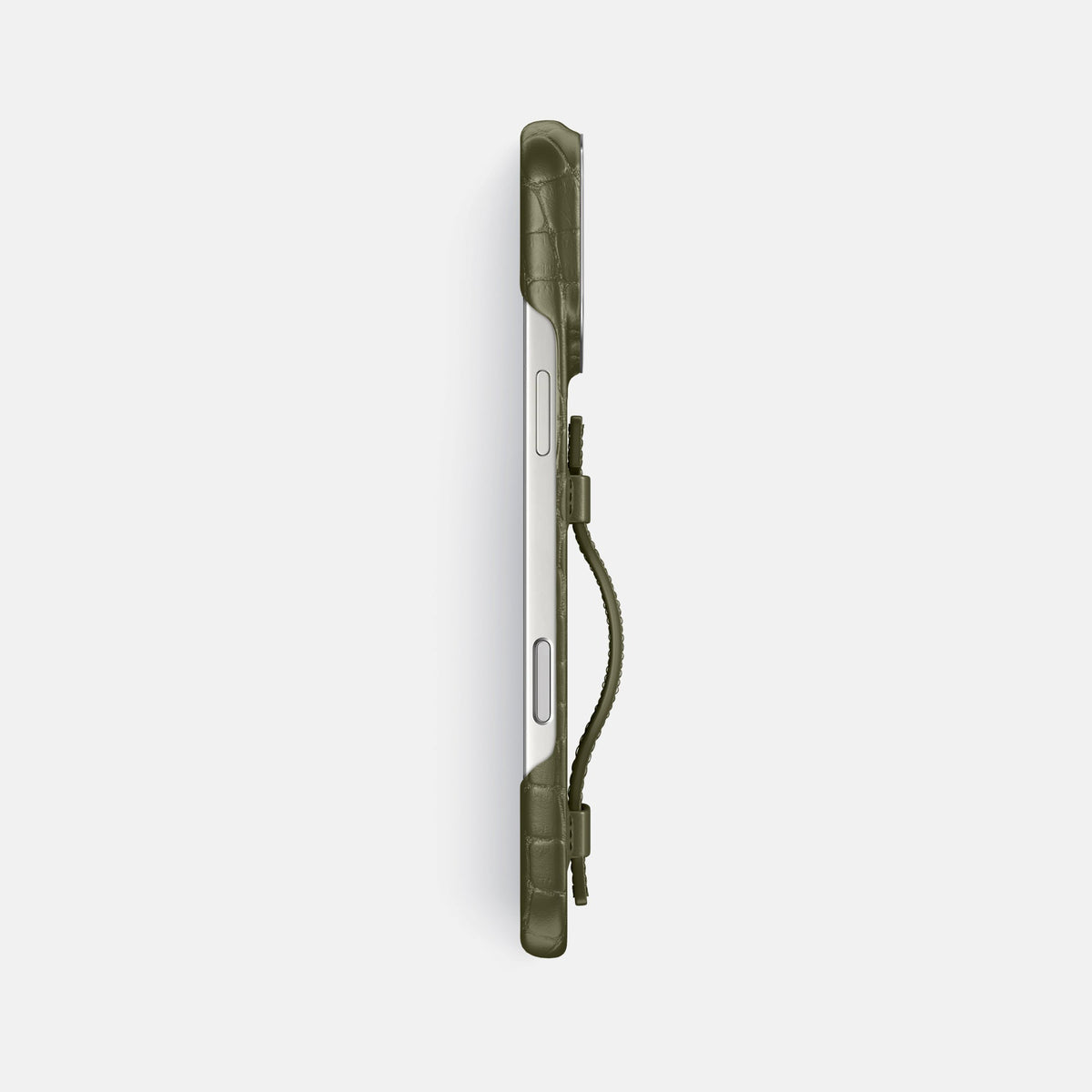 Handle Case For iPhone 18 Pro Max In Alligator -3 | Kaki-Green-Steel