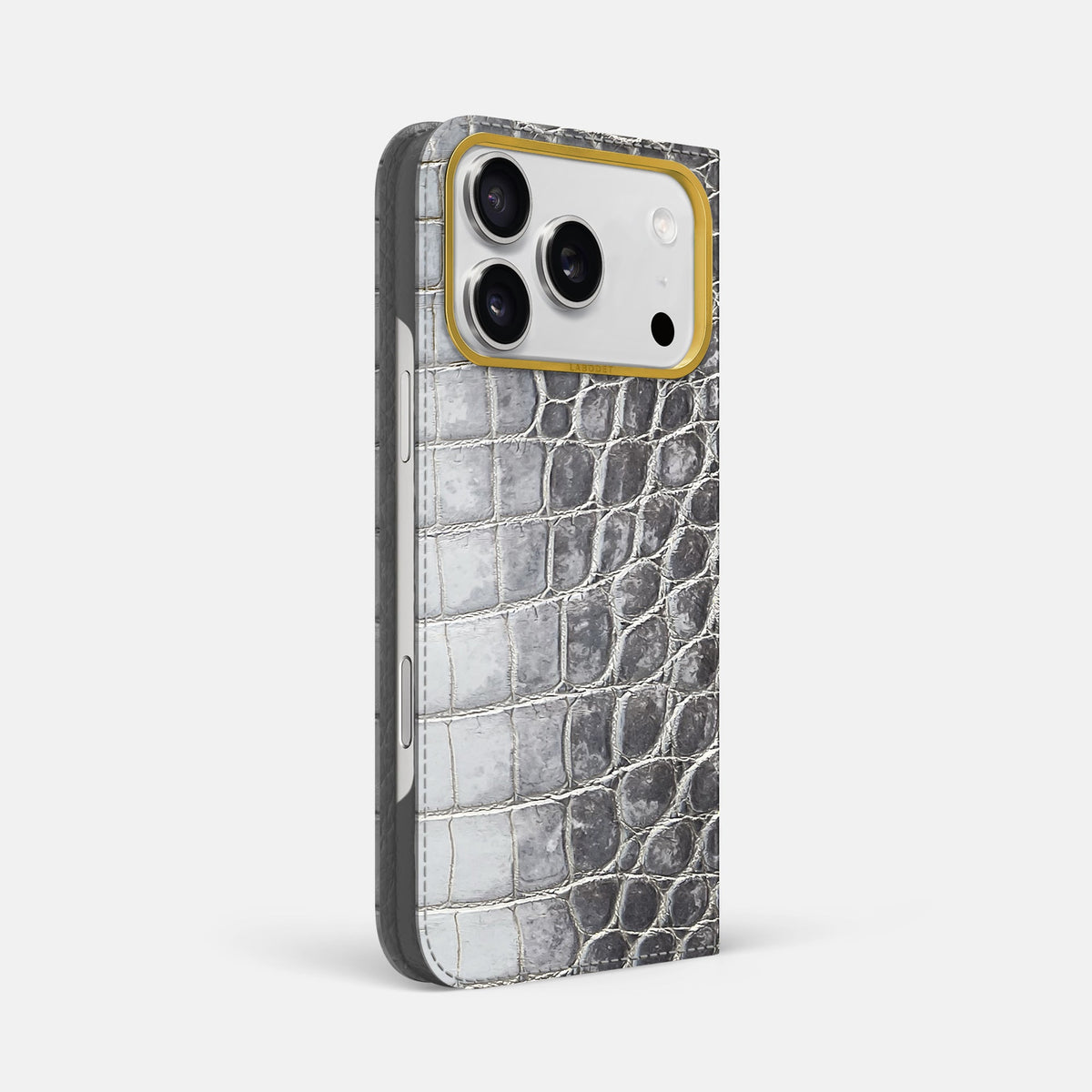 Folio Case For iPhone 18 Pro Max In Himalayan Crocodile -1 | Silver-Gold