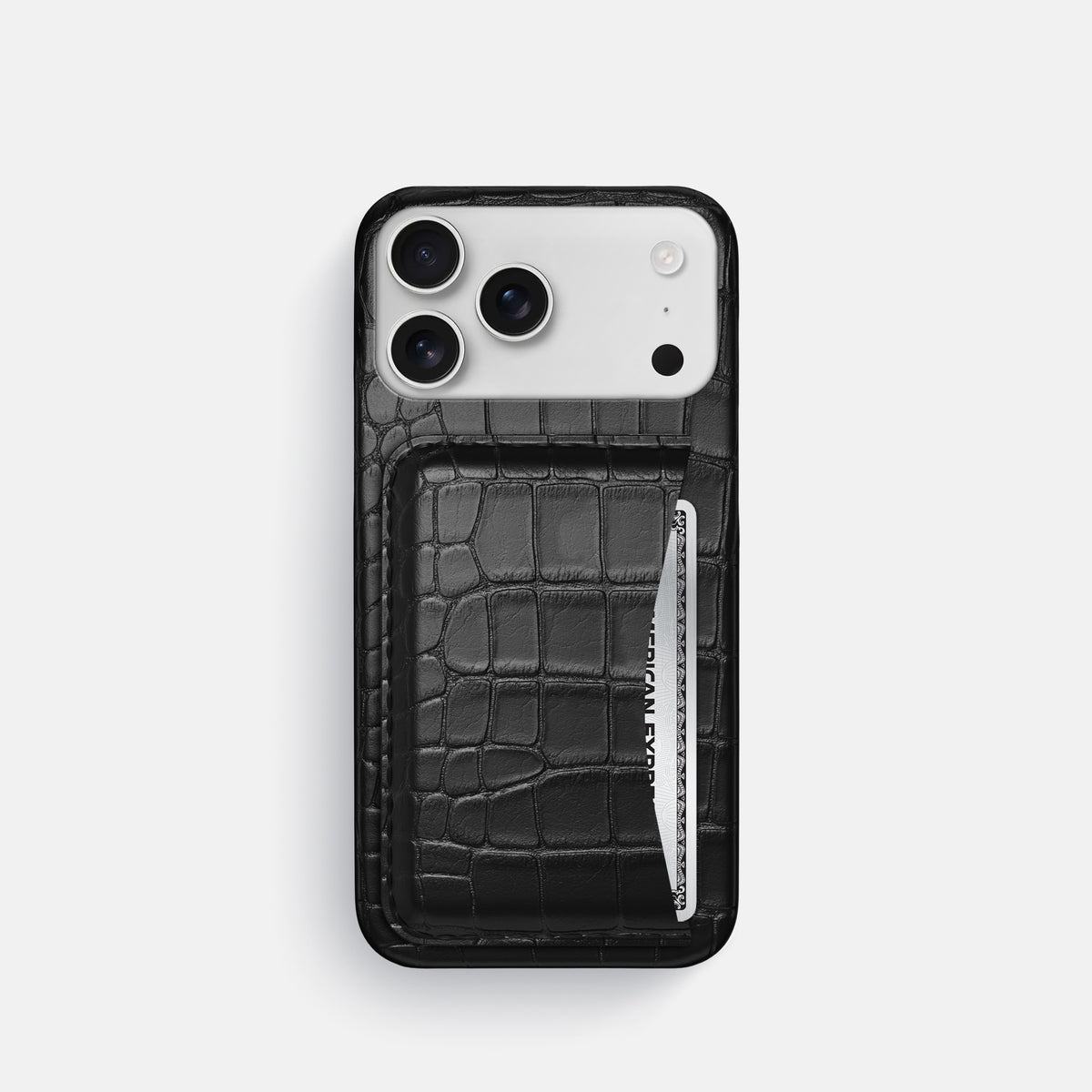 Slim Card Case For iPhone 17 Pro In Alligator -1 | Black