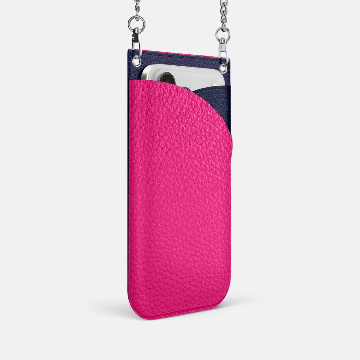 Crossbody Bag For iPhone 18 Pro In Calf -2 | Magenta-Steel
