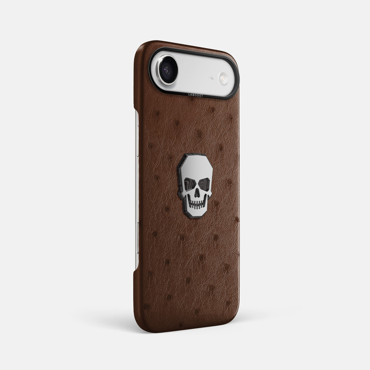 Classic Case With Titanium Skull For iPhone 17 Air In Ostrich -2 | Chocolate-Black