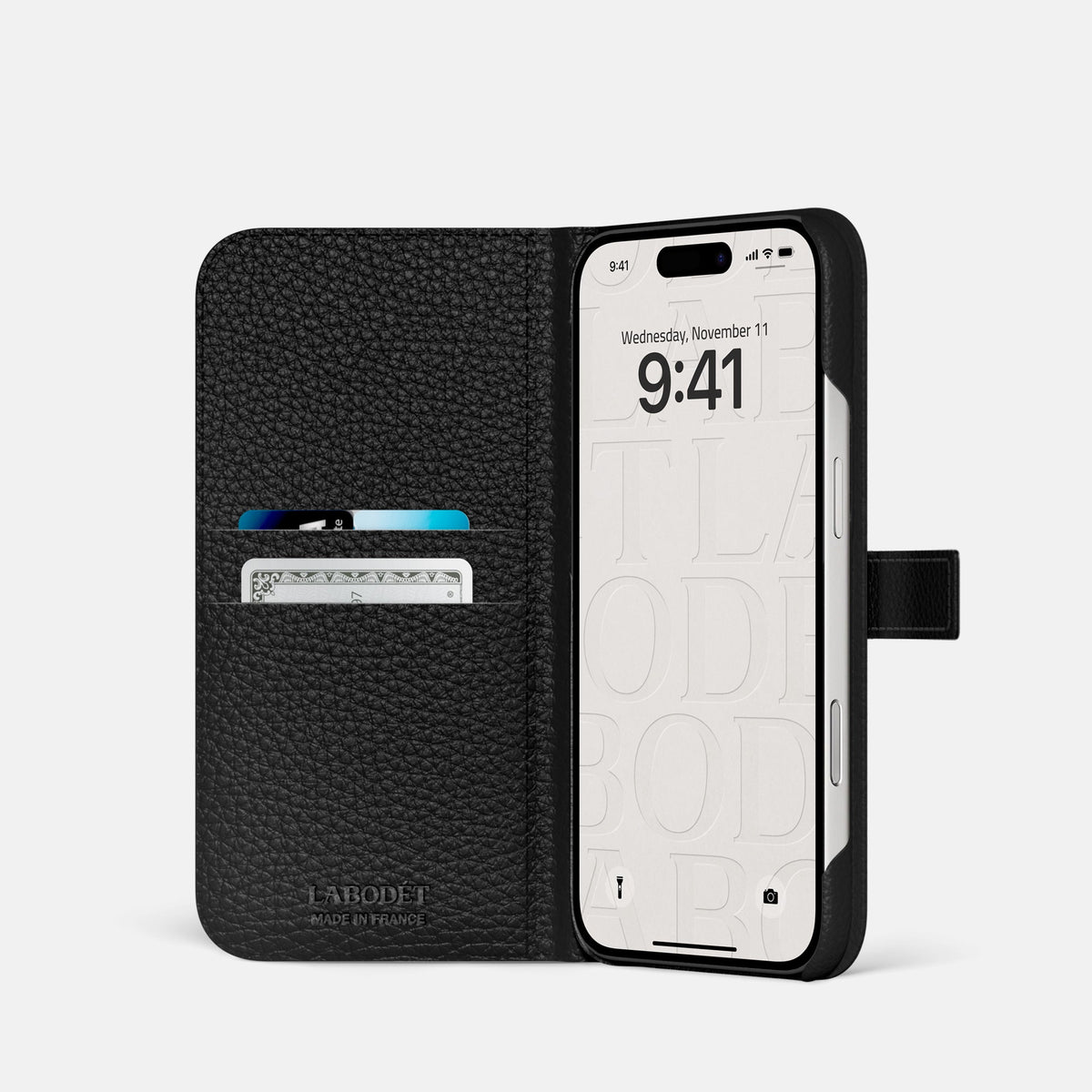 Folio Case with Clasp For iPhone 18 Pro In Alligator -2 | Black-Black
