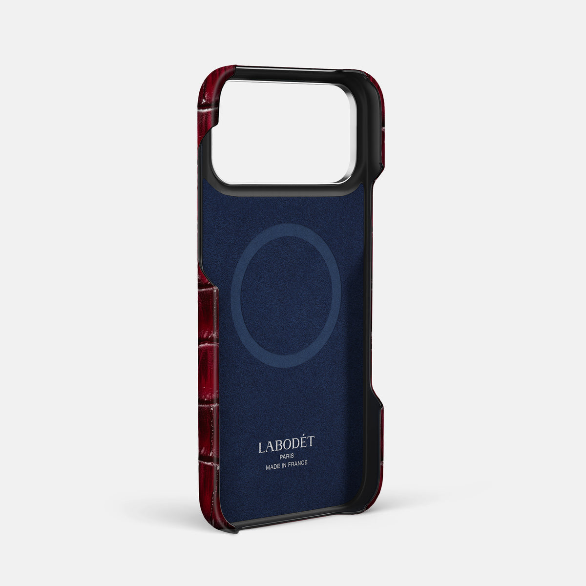 Double Card Case For iPhone 17 Pro Max In Patina Alligator -4 | Havana-Burgundy-Steel