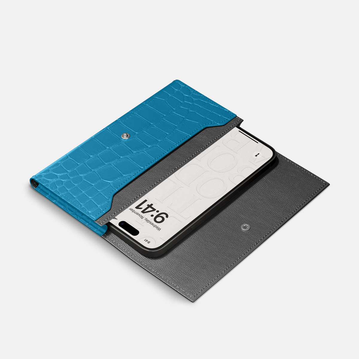 Wallet Case For iPhone 17 Air In Alligator -2 | Curaçao-Blue