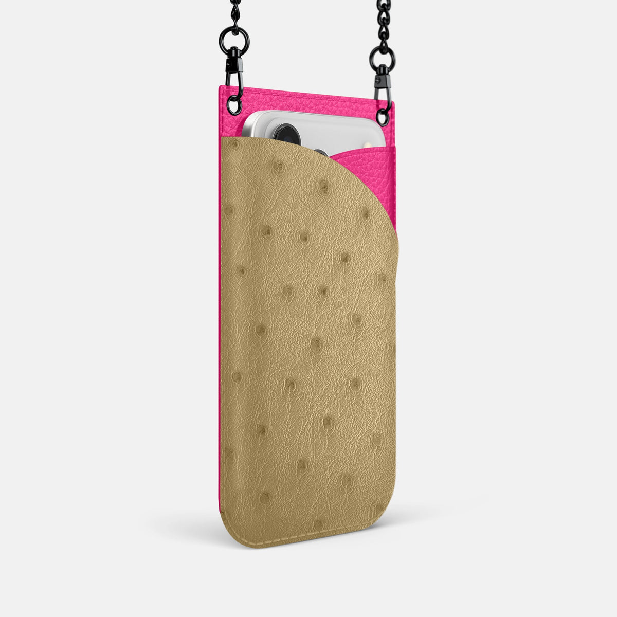 Crossbody Bag For iPhone 18 Pro In Ostrich -2 | Desert-Sand-Black